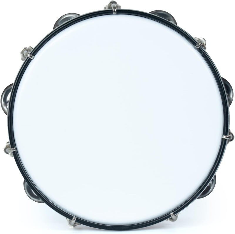 MUSCELL Tambourine for Adults,Hand Held Plastic Tambourines Drum Double Row Metal Jingles Musical Instrument-8" - Image 2